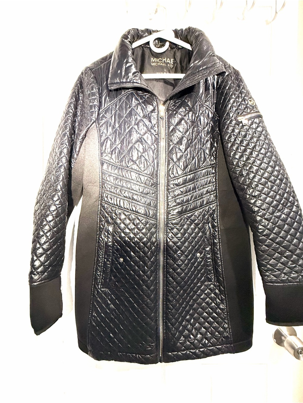 Michael Kors Black Quilted Puffer Jacket with Side Panels